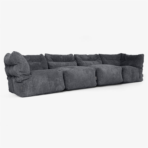 4 Piece Multi Modular Sofa Set - Cord Black 01