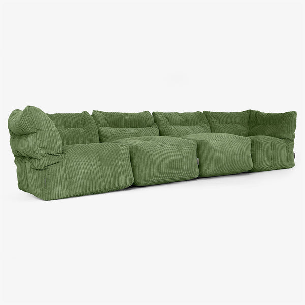 4 Piece Multi Modular Sofa Set - Cord Forest Green 01