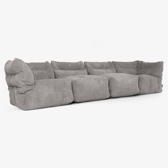 4 Piece Multi Modular Sofa Set - Cord Graphite Grey 02