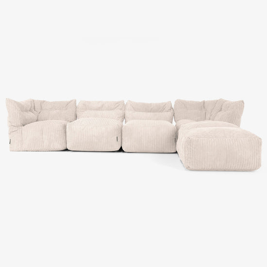 4 Piece Multi Chaise Modular Sofa Set - Cord Ivory 01