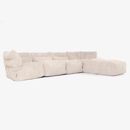 4 Piece Multi Chaise Modular Sofa Set - Cord Ivory 02