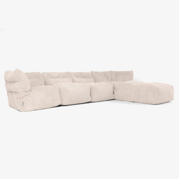 4 Piece Multi Chaise Modular Sofa Set - Cord Ivory 01