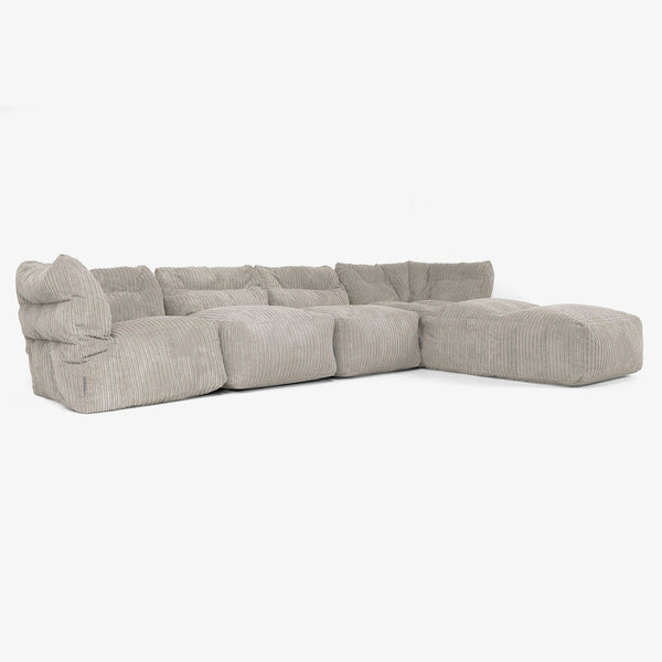 4 Piece Multi Chaise Modular Sofa Set - Cord Mink 01