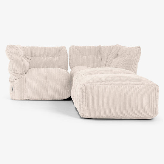2 Piece Chaise Modular Sofa Set - Cord Ivory 01