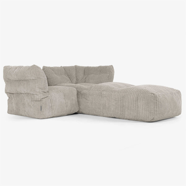 2 Piece Chaise Modular Sofa Set - Cord Mink 01