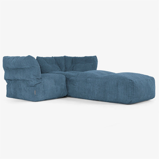 2 Piece Chaise Modular Sofa Set - Cord Navy Blue 02