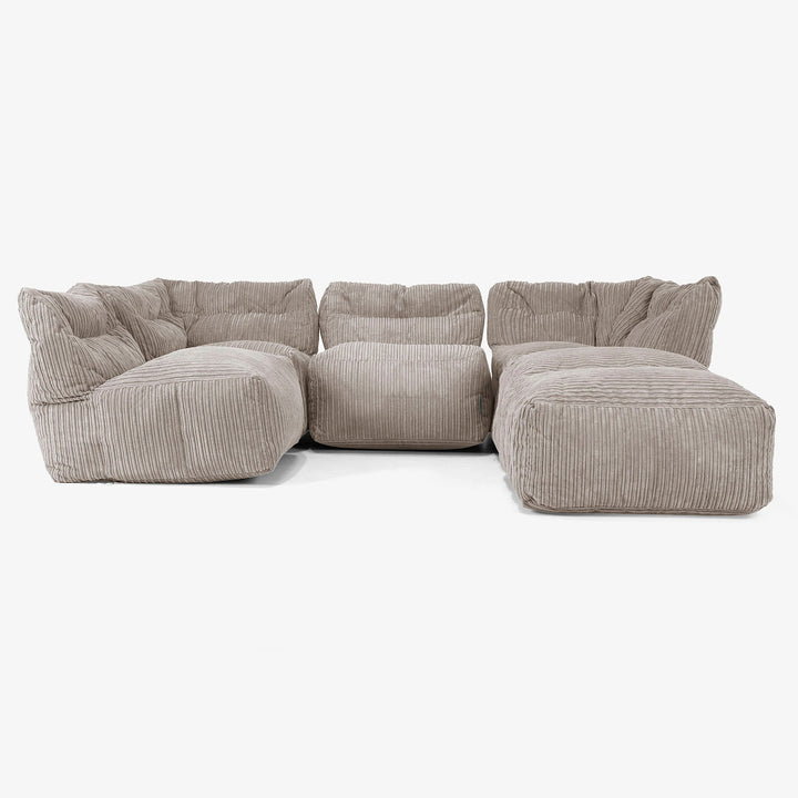 4 Piece Multi Chaise Modular Sofa Set - Cord Dovetail Grey 03