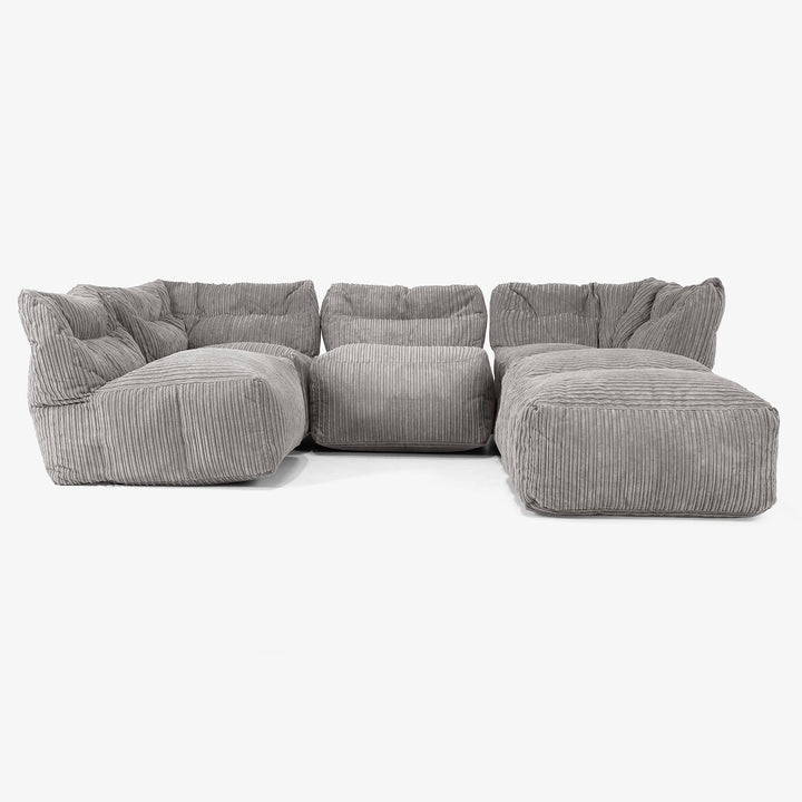 4 Piece Multi Chaise Modular Sofa Set - Cord Graphite Grey 03