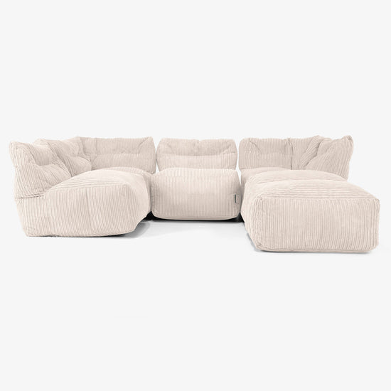 4 Piece Multi Chaise Modular Sofa Set - Cord Ivory 03