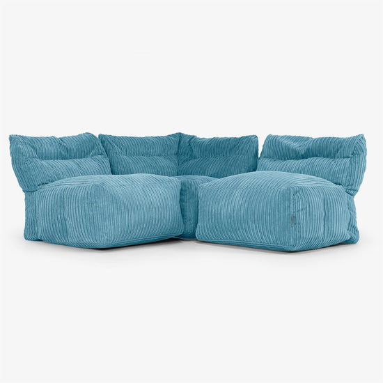 3 Piece Multi Open Modular Sofa Set - Cord Aegean Blue 01