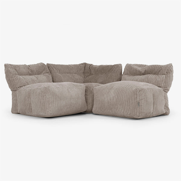 3 Piece Multi Open Modular Sofa Set - Cord Dovetail Grey 01