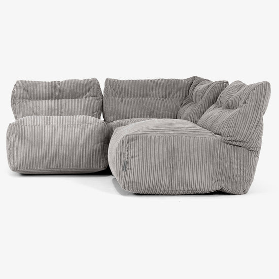 3 Piece Multi Open Modular Sofa Set - Cord Graphite Grey 02