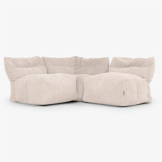 3 Piece Multi Open Modular Sofa Set - Cord Ivory 01
