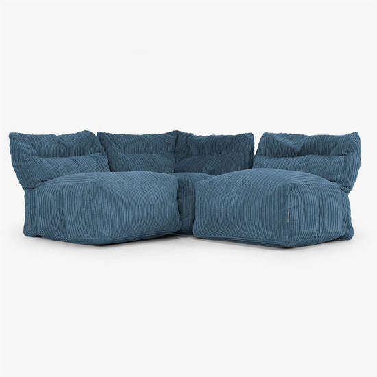 3 Piece Multi Open Modular Sofa Set - Cord Navy Blue 01