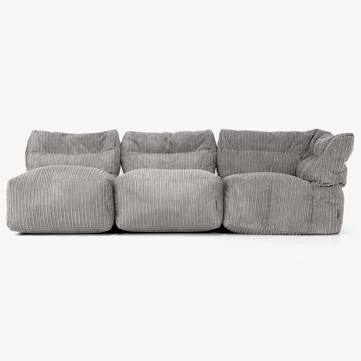 3 Piece Multi Open Modular Sofa Set - Cord Graphite Grey 04