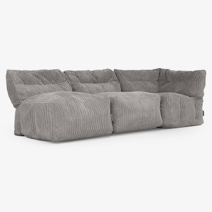 3 Piece Multi Open Modular Sofa Set - Cord Graphite Grey 03