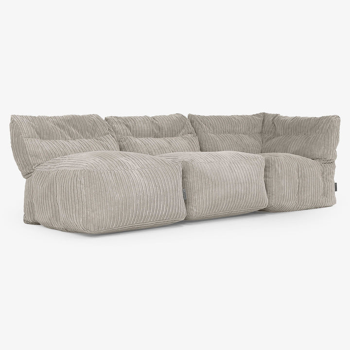 3 Piece Multi Open Modular Sofa Set - Cord Mink 03
