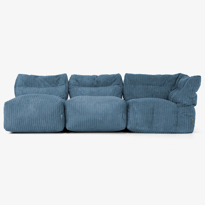 3 Piece Multi Open Modular Sofa Set - Cord Navy Blue 04