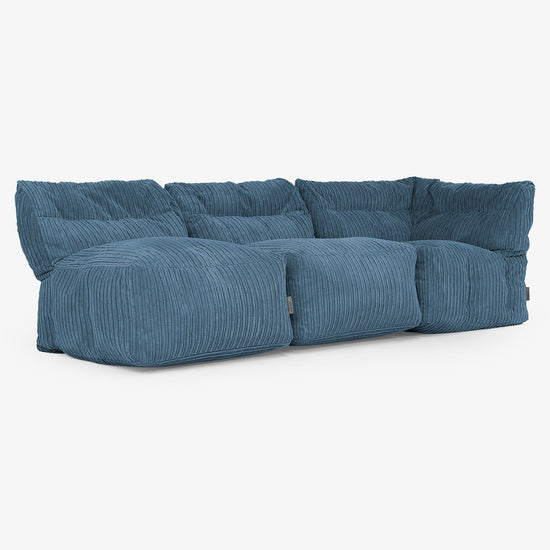 3 Piece Multi Open Modular Sofa Set - Cord Navy Blue 03