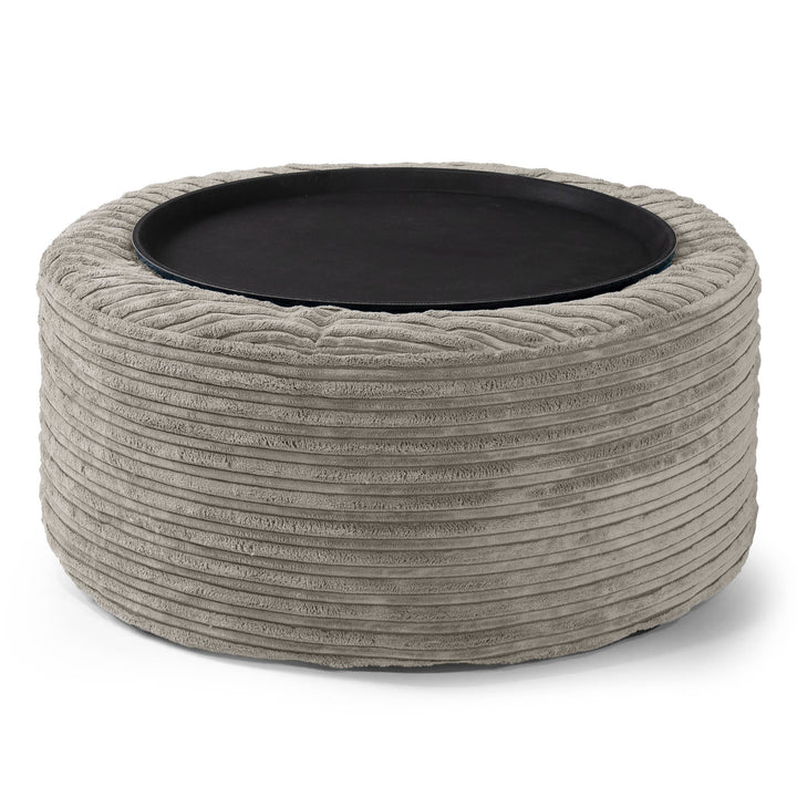 Ottoman Pouf with a Serving Tray - Cord Mink 02