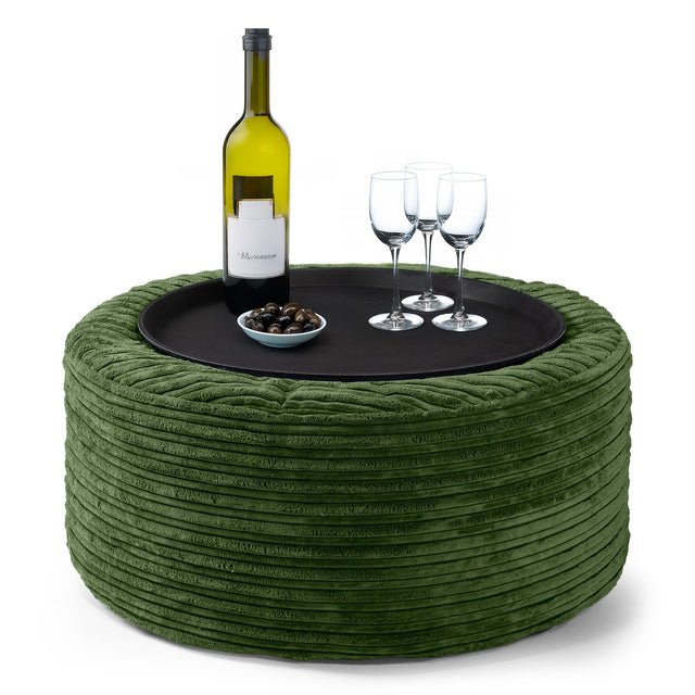 Ottoman Pouf - Cord Forest Green 01