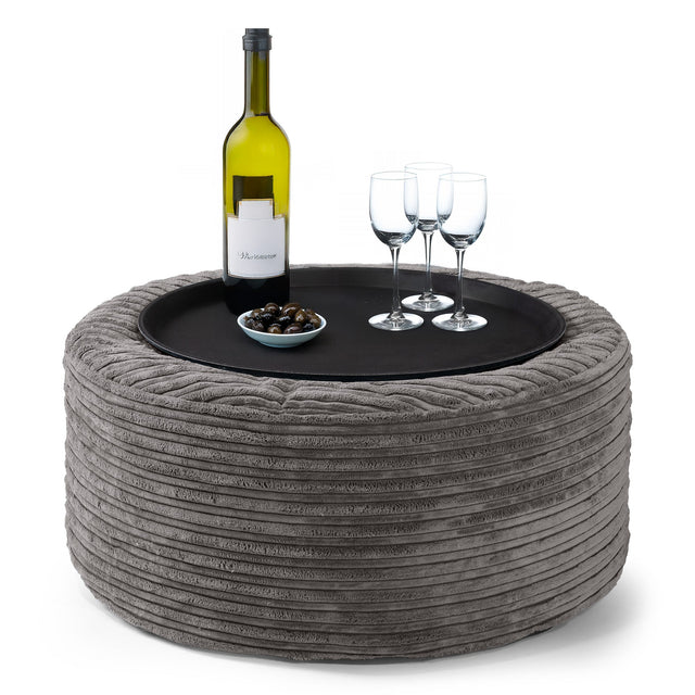 Ottoman Pouf - Cord Graphite Grey 01