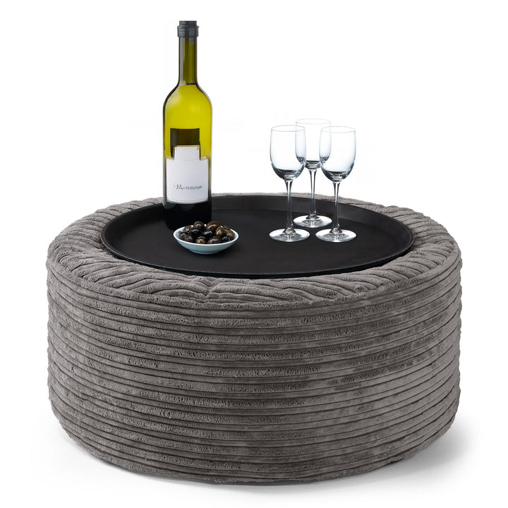 Ottoman Pouf - Cord Graphite Grey 01
