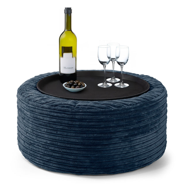 Ottoman Pouf - Cord Navy Blue 01