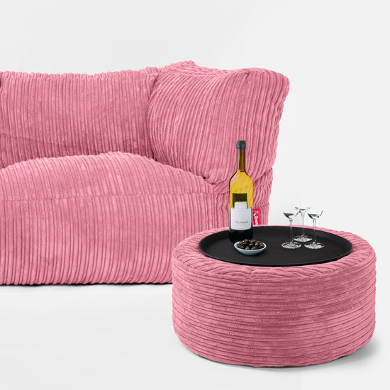 The 3 Seater Albert Sofa Bean Bag - Cord Coral Pink 03