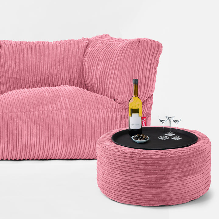 The 3 Seater Albert Sofa Bean Bag - Cord Coral Pink 03