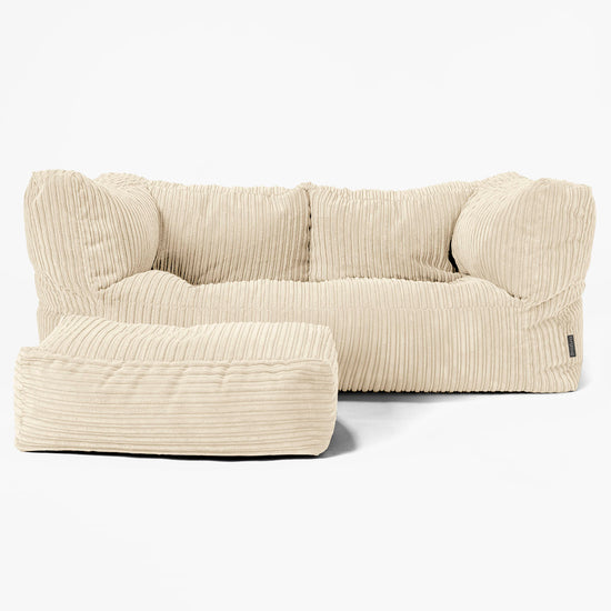 The 2 Seater Albert Sofa Bean Bag - Cord Cream 02