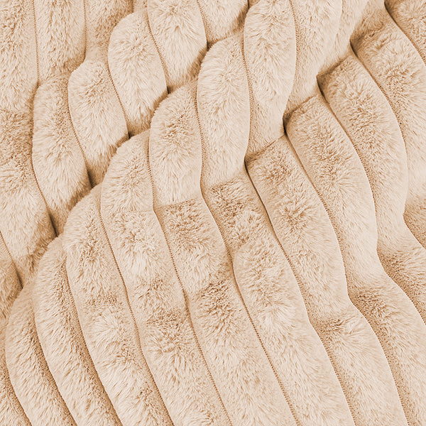 Sloucher Bean Bag Sofa - Ultra Plush Cord Peach Fabric Close-up Image