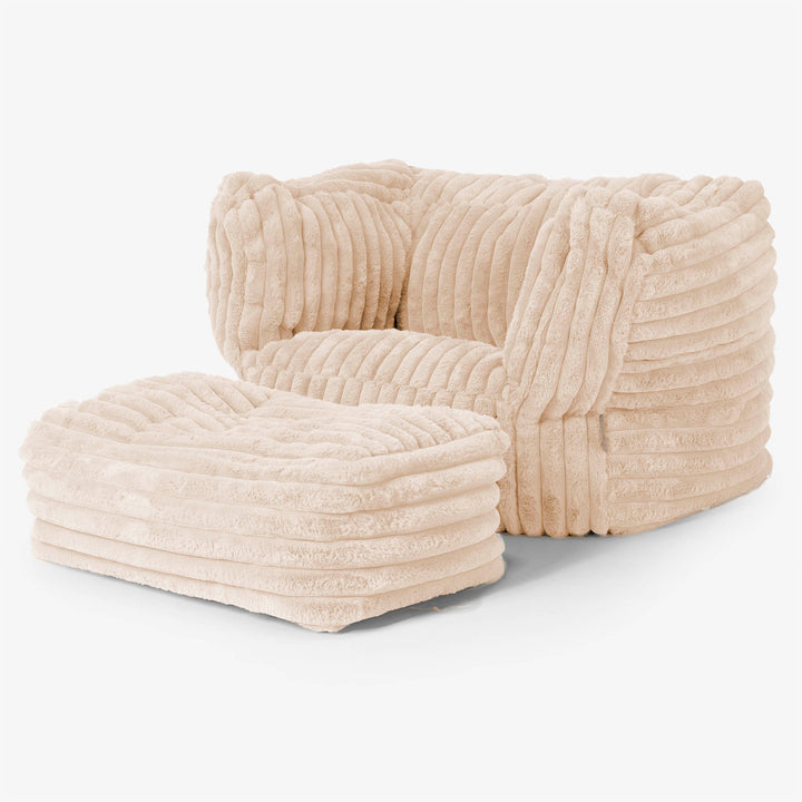 Albert Bean Bag Armchair - Ultra Plush Cord Peach 02