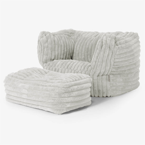 Albert Bean Bag Armchair - Ultra Plush Cord Sage Green 02
