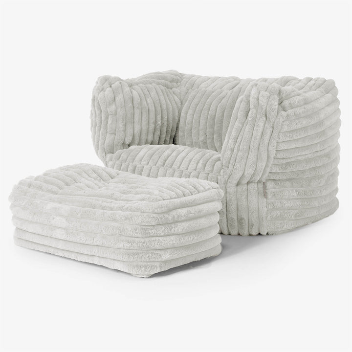 Albert Bean Bag Armchair - Ultra Plush Cord Sage Green 02
