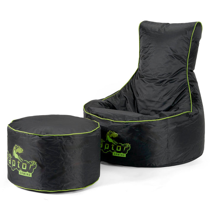 Car Seat Style Gaming Bean Bag Chair - Black / Green 02