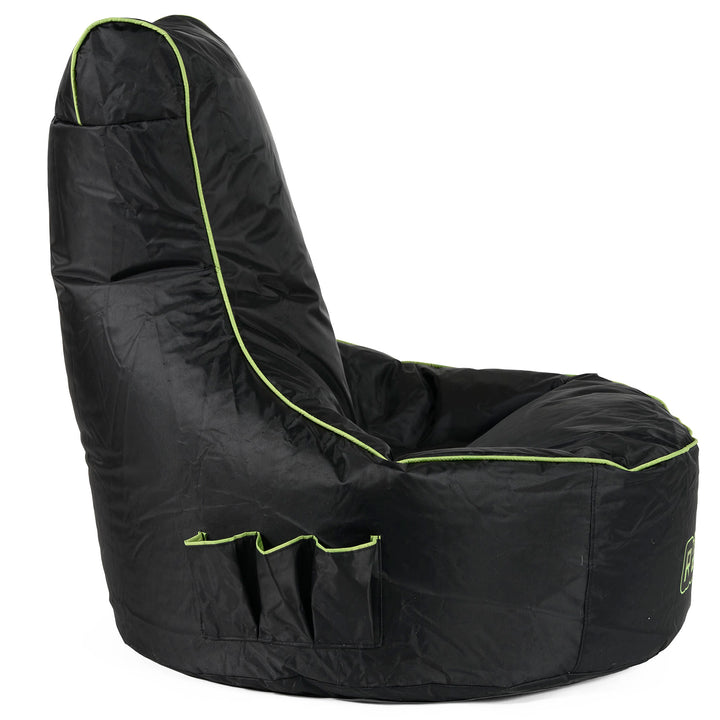 Car Seat Style Gaming Bean Bag Chair - Black / Green 03