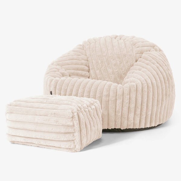 Classic Bean Bag Chair - Ultra Plush Cord Cream 01