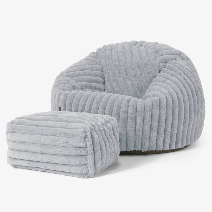 Classic Bean Bag Chair - Ultra Plush Cord Duck Egg Blue 02
