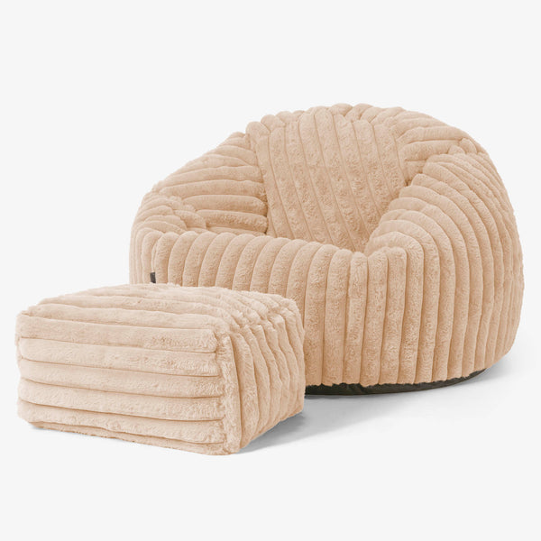 Classic Bean Bag Chair - Ultra Plush Cord Peach 01