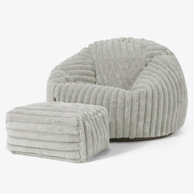 Classic Bean Bag Chair - Ultra Plush Cord Sage Green 02