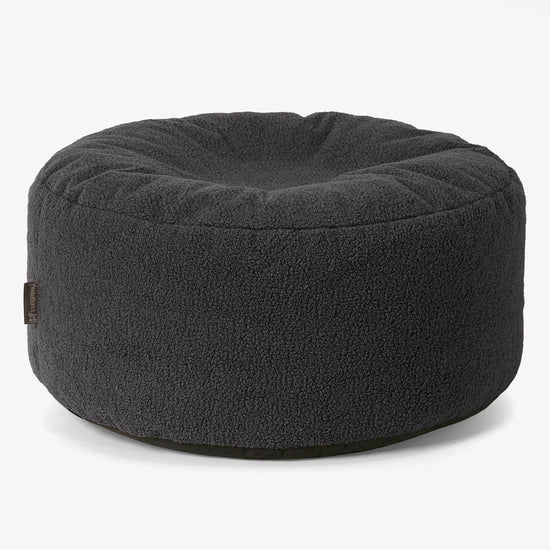 Large Round Pouffe - Boucle Graphite Grey 01
