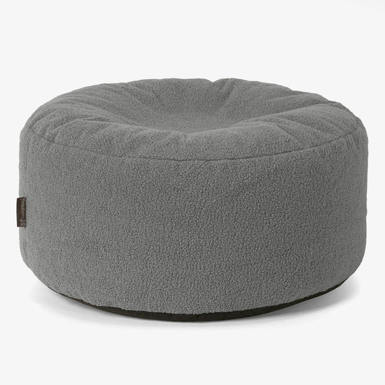 Large Round Pouffe - Boucle Grey 01