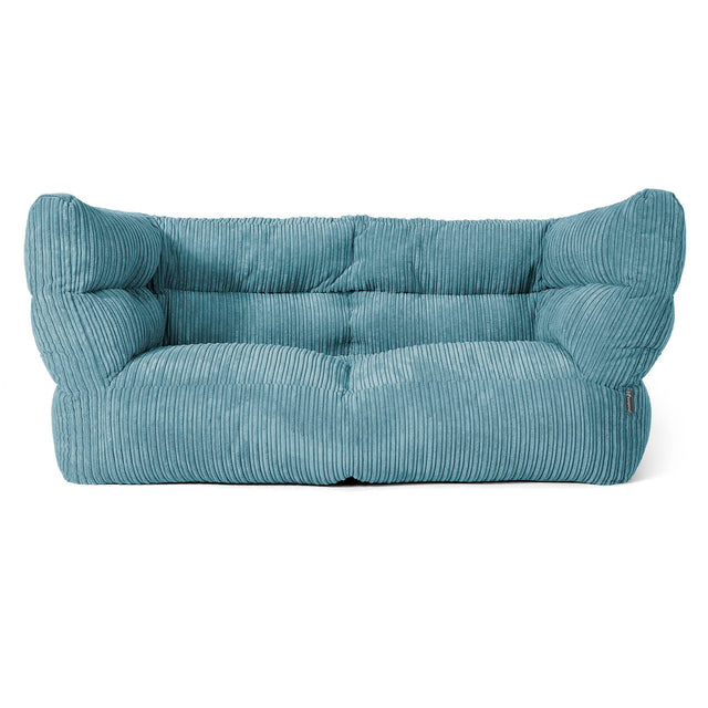 Louis 2 Seater Sofa Bean Bag - Cord Aegean Blue 01
