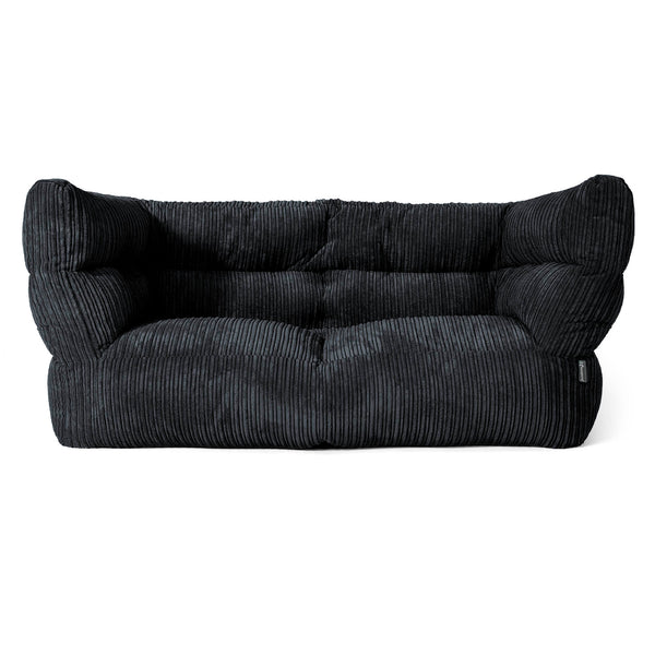 Louis 2 Seater Sofa Bean Bag - Cord Black 01