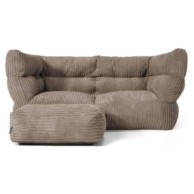Louis 2 Seater Sofa Bean Bag - Cord Dovetail Grey 02