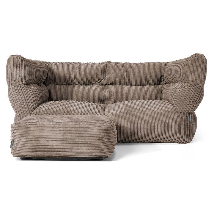 Louis 2 Seater Sofa Bean Bag - Cord Dovetail Grey 02