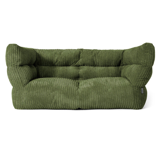 Louis 2 Seater Sofa Bean Bag - Cord Forest Green 01
