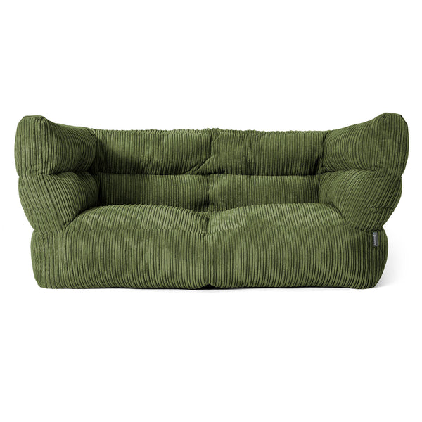 Louis 2 Seater Sofa Bean Bag - Cord Forest Green 01