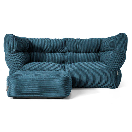 Louis 2 Seater Sofa Bean Bag - Cord Navy Blue 02
